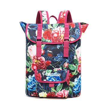 Newest hot selling flower printing colorful women backpack fashion custom backpack for travel